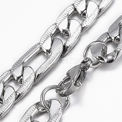 Tarnish Resistant Trendy Men's 304 Stainless Steel Figaro Chain Bracelets&nbsp;BJEW-L619-03P
