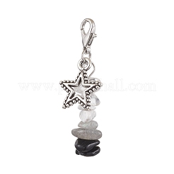 Natural Quartz Crystal & Obsidian & Labradorite & Synthetic White Howlite Chip Beads Pendant Decorations&nbsp;HJEW-JM02127