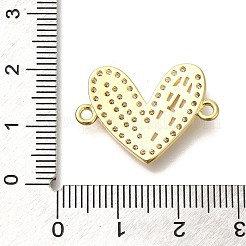 Rack Plating Brass Micro Pave Clear Cubic Zirconia Heart Links Connector Charm&nbsp;KK-P287-52G-02