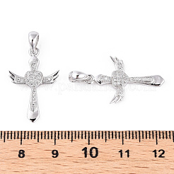 Rhodium Plated 925 Sterling Silver Micro Pave Clear Cubic Zirconia Pendants&nbsp;STER-T007-36P