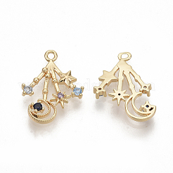 Brass Cubic Zirconia Pendants&nbsp;X-KK-T050-07G-NF