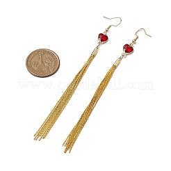 Glass and Brass Boston Link Chains Dangle Earrings&nbsp;EJEW-JE06096