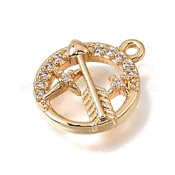 Brass Micro Pave Clear Cubic Zirconia Charms&nbsp;CU-K001-02F-G
