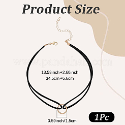 1Pc Alloy Ring Double Layer Faux Suede Cord Choker Necklaces for Women&nbsp;NJEW-CL0001-32