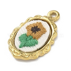 304 Stainless Steel & Cloth Pendants&nbsp;STAS-I369-10G-01