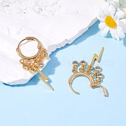 Lightning Bolt Brass Dangle Huggie Hoop Earrings&nbsp;EJEW-SW00001-01