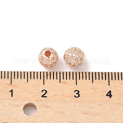 Round Brass Micro Pave Cubic Zirconia Beads&nbsp;ZIRC-N016-01RG-6MM