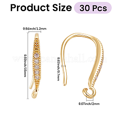 30Pcs Brass Micro Pave Clear Cubic Zirconia Earring Hooks&nbsp;KK-CN0003-36