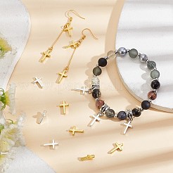 20Pcs 2 Colors Brass Tiny Cross Charms&nbsp;KK-BC0012-55