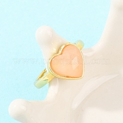 Natural Rose Quartz Finger Rings with Brass Findings&nbsp;G-H353-03G-06