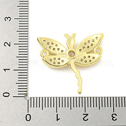 Rack Plating Brass Pave Clear Cubic Zirconia Dragonfly Connector Charms&nbsp;KK-P270-19G