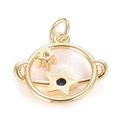 Brass Micro Pave Cubic Zirconia Pendants&nbsp;LS-KK-O126-13G