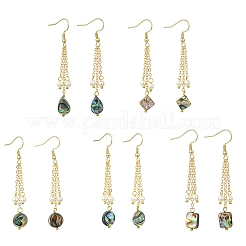 Shell Pearl & Abalone Shell/Paua Shell Dangle Earrings for Women&nbsp;EJEW-JE07328