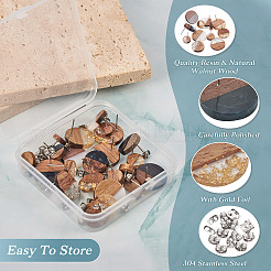 24Pcs 12 Styles Resin & Walnut Wood Flat Round Stud Earrings with 304 Stainless Steel Pin for Women&nbsp;EJEW-TA0001-20