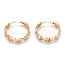 Brass Micro Clear Pave Cubic Zirconia Huggie Hoop Earrings&nbsp;EJEW-F264-21