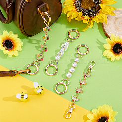 4Pcs 4 Styles Bowknot Ladybug Dragonfly Zinc Alloy Bag Extension Chains Sets&nbsp;AJEW-PHE00002