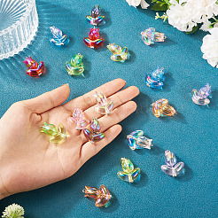 18Pcs 9 Styles Acrylic & Alloy Flower Pendants&nbsp;PALLOY-TAC0160