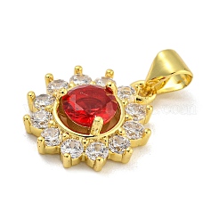 Flower Rack Plating Brass Micro Pave Cubic Zirconia Pendants&nbsp;KK-G513-92G-01