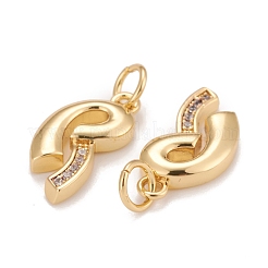 Brass Micro Pave Clear Cubic Zirconia Pendants&nbsp;KK-Z023-13G