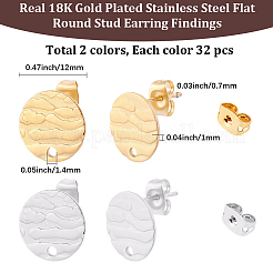 64Pcs 2 Colors 304 Stainless Steel Stud Earring Findings&nbsp;STAS-BBC0010-45