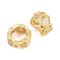 Bowknot Brass Clear Cubic Zirconia European Beads&nbsp;KK-B186-07G