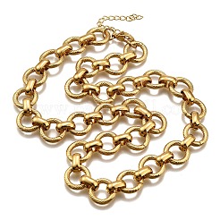304 Stainless Steel Twisted Ring Link Chain Necklaces&nbsp;NJEW-R023-12G