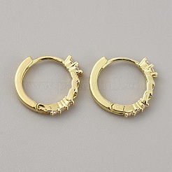 Clear Cubic Zirconia Curb Chains Shape Hoop Earrings&nbsp;EJEW-WH0004-41