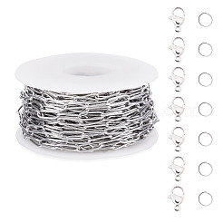 304 Stainless Steel Paperclip Chains Bracelet Necklace DIY Making Kit&nbsp;DIY-TA0009-67