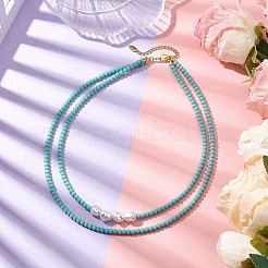 Plastic Imitation Pearl with Glass Necklace&nbsp;NJEW-JN04850