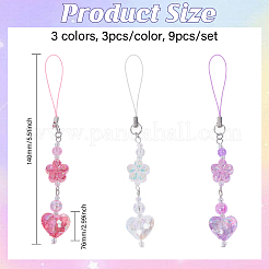 9Pcs 3 Colors Acrylic Mobile Straps&nbsp;HJEW-GO00075