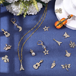 40Pcs 20 Styles Alloy Pendants with Rhinestone&nbsp;FIND-BM0001-36
