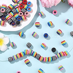 100Pcs 5 Colors Stripe Resin European Barrel Beads&nbsp;RESI-YW0005-69
