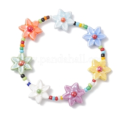 Handmade Porcelain & Glass Seed Beads Stretch Bracelets for Women&nbsp;BJEW-TA00696
