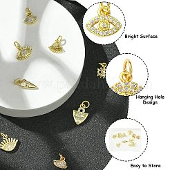10Pcs 10 Styles Eye Theme Brass Micro Pave Cubic Zirconia Pendants&nbsp;KK-CJ0002-51