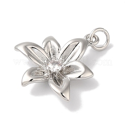Rack Plating Brass Micro Pave Clear Cubic Zirconia Pendants&nbsp;KK-B092-09P