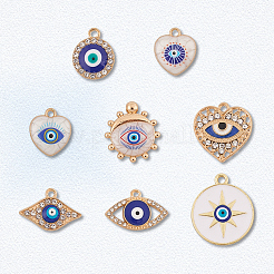 32Pcs 8 Styles Alloy Enamel Pendants&nbsp;ENAM-SC0006-66