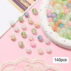 140Pcs 7 Styles Baking Paint Crackle Glass Bead Strands&nbsp;DGLA-YW0001-25
