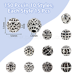 150Pcs 10 Style Zinc Alloy Beads&nbsp;FIND-DC0003-67