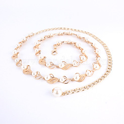 Leaf Alloy & Plastic Pearl Link Chain Waist Belly Chains for Women&nbsp;FS-WGE56DF-01