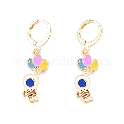 Colorful Enamel Spaceman Dangle Leverback Earrings&nbsp;EJEW-N012-75