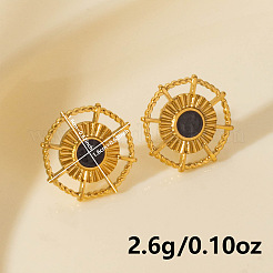 Vintage French Style 304 Stainless Steel Sun Stud Earrings&nbsp;BK1028-3