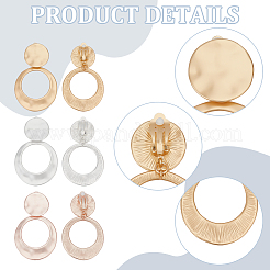 3 Pairs 3 Colors Alloy Donut Dangle Clip-on Earrings&nbsp;EJEW-AN0004-62