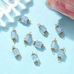 10Pcs Transparent Crackled Glass Cube Connector Charms&nbsp;PALLOY-JF03944