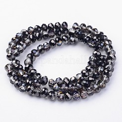 Half Plated Faceted Rondelle Electroplate Glass Beads Strands&nbsp;GLAA-A024D-HP02