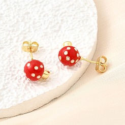 Brass Enamel Stud Earrings&nbsp;EJEW-F372-01B-G