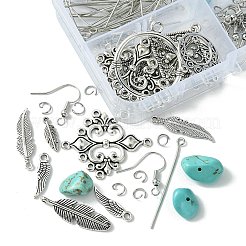 DIY Feather Wing Alloy & Synthetic Turquoise Dangle Earring Making Kits&nbsp;DIY-FS0006-34