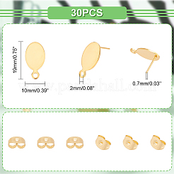 30Pcs 201 Stainless Steel Stud Earring Findings&nbsp;STAS-UN0041-65