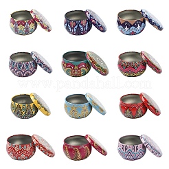 12Pcs 12 Styles Printed Tinplate Boxes&nbsp;CON-YWC0001-09