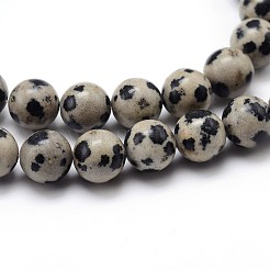 Natural Dalmatian Jasper Round Bead Strands&nbsp;G-J303-19-4mm
