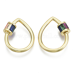 Brass Micro Pave Cubic Zirconia Screw Carabiner Lock Charms&nbsp;ZIRC-N039-023-NF